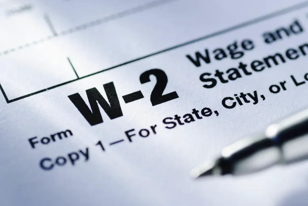 A W-2 Wage Statement for payments and tax records.