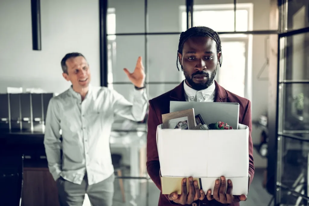 Black man being fired.