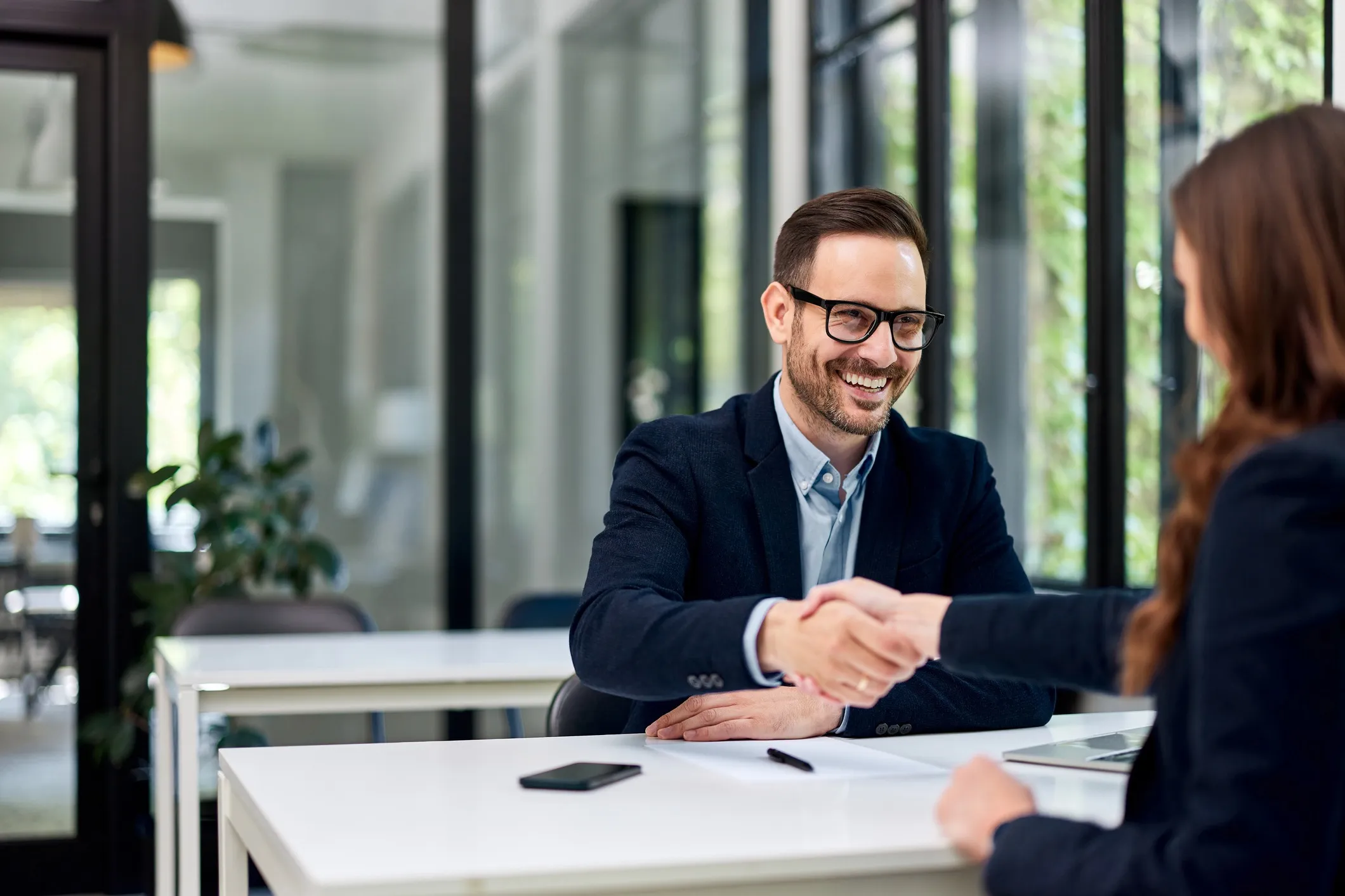 Shaking hands with an attorney.